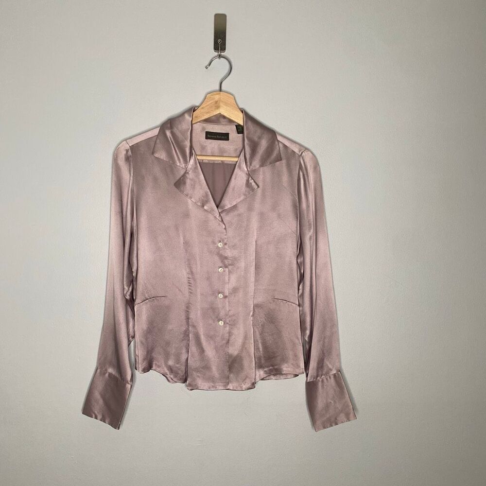 VTG Banana Republic Y2K 100% Silk Long Sleeve Blouse Size S